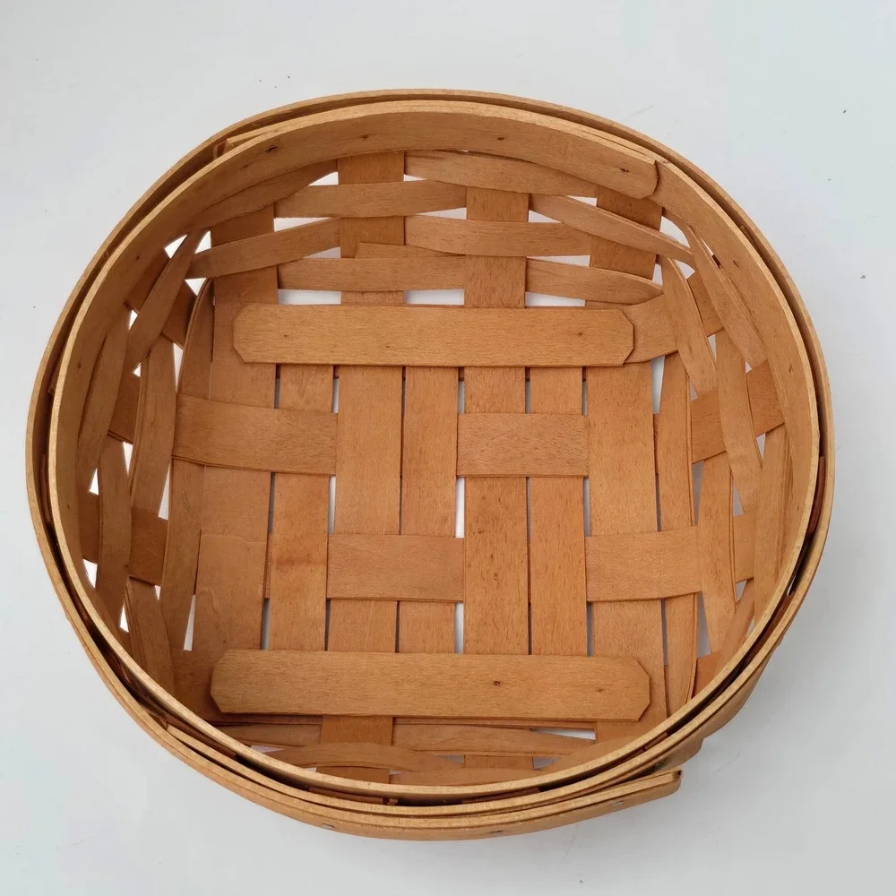 Longaberger Small Catch All Basket 2000 OPP Plaid Liner Divided Protector Round